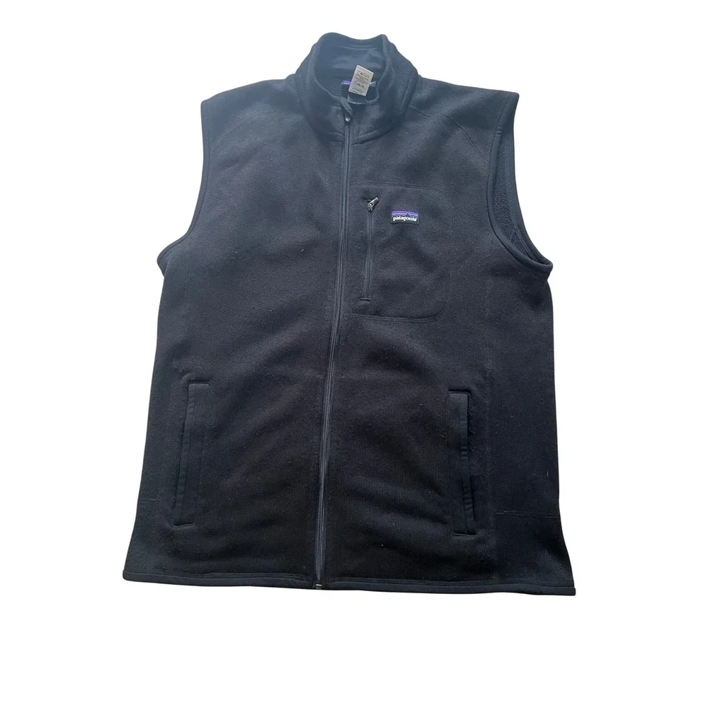 Patagonia Better Sweater Vest Men L Black Excellence Full Zip Fleece Pocket